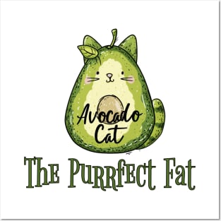 Avocado Cat: The Purrfect Fat funny design Posters and Art